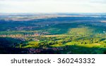 Small photo of Beautiful tilt-shift view from Mont Saint Odille abbey to colorful valley, France, Alsace