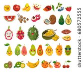 emoji of exotic  set. cute... | Shutterstock . vector #680572555