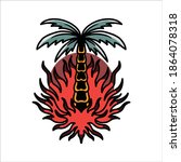 burning palm tattoo vector... | Shutterstock .eps vector #1864078318