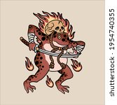 ninja frog traditional tattoo... | Shutterstock .eps vector #1954740355