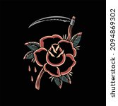 rose grim tattoo vector design | Shutterstock .eps vector #2094869302