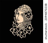 rose girl tattoo vector design | Shutterstock .eps vector #2094870238