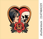 girl and skull tattoo vector... | Shutterstock .eps vector #2147484225