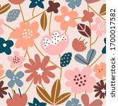 hand drawn colorful floral... | Shutterstock .eps vector #1700017582