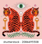 cute tigers  eye of providence  ... | Shutterstock .eps vector #2086695508