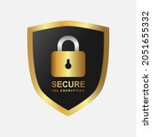 elegant gold secure shield and... | Shutterstock .eps vector #2051655332