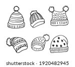 a set of warm winter hats with... | Shutterstock .eps vector #1920482945