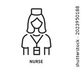 nurse flat line icon. vector... | Shutterstock .eps vector #2023950188