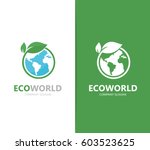 vector of a earth and leaf logo ... | Shutterstock .eps vector #603523625