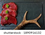 Raw Steak Meat From Roe Deer On ...