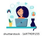 home office during coronavirus... | Shutterstock .eps vector #1697909155
