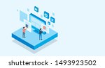 isometric flat vector web... | Shutterstock .eps vector #1493923502