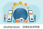 business money transfer online... | Shutterstock .eps vector #2086364908