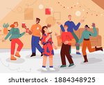 group of people having fun at... | Shutterstock .eps vector #1884348925