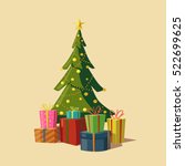 christmas tree with gifts.... | Shutterstock .eps vector #522699625