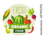 fresh organic food. eco... | Shutterstock .eps vector #697991992