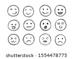hand drawn emojis faces. doddle ... | Shutterstock .eps vector #1554478775
