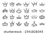 doodle crowns. line art king or ... | Shutterstock .eps vector #1541828345