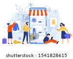 mobile online shopping. people... | Shutterstock .eps vector #1541828615