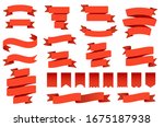 red ribbon banners and flags.... | Shutterstock . vector #1675187938