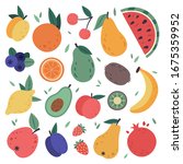 hand drawn fruits. doodle... | Shutterstock . vector #1675359952