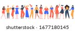 women friendship group. diverse ... | Shutterstock .eps vector #1677180145
