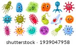 cartoon microbes and viruses.... | Shutterstock .eps vector #1939047958