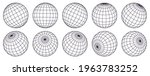 Globe Grid Spheres. Striped 3d...