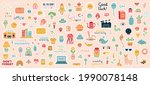 weekly planner stickers. doodle ... | Shutterstock .eps vector #1990078148