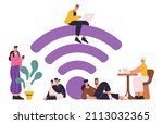 people using mobile internet ... | Shutterstock . vector #2113032365