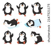 Cute Cartoon Penguins. Little...