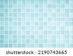 Small photo of Blue light ceramic wall chequered and floor tiles mosaic background in bathroom, kitchen. Design pattern geometric with grid wallpaper texture decoration pool. Simple seamless abstract surface clean.
