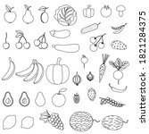 set of fruits  vegetables ... | Shutterstock .eps vector #1821284375