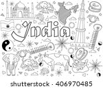 india coloring book line art... | Shutterstock . vector #406970485