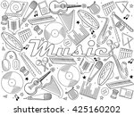 vector line art doodle set of... | Shutterstock .eps vector #425160202