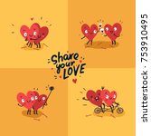 two happy hearts in love. cute... | Shutterstock .eps vector #753910495