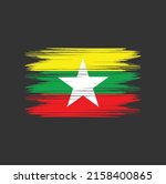myanmar flag brush vector... | Shutterstock .eps vector #2158400865