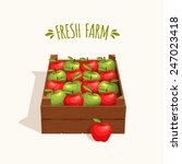 wooden crate full of apples red ... | Shutterstock .eps vector #247023418