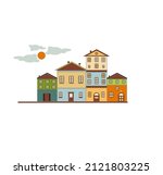 drawing of historical buildings ... | Shutterstock .eps vector #2121803225