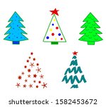 set of merry christmas trees ... | Shutterstock . vector #1582453672