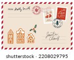 christmas envelope with stamps  ...