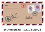 Christmas Envelope With Stamps  ...