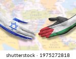 Israel and Palestine - Flag handshake symbolizing peace or agreement