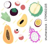 vector exotic fruits ... | Shutterstock .eps vector #1709002105