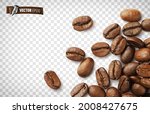 Vector realistic illustration of coffee beans on a transparent background