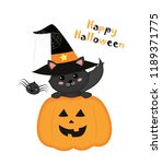 happy halloween pumpkin and... | Shutterstock . vector #1189371775