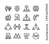 business people line icons set... | Shutterstock .eps vector #1591645045