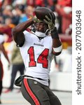 Small photo of Nov 14, 2021; Landover, MD USA; Tampa Bay Buccaneers wide receiver Chris Godwin (14) catches a pass befpre an NFL game at FedEx Field. (Steve Jacobson, Image of Sport)