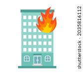fire burning tower of apartment ... | Shutterstock .eps vector #2035816112