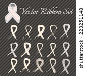 awareness white ribbons set | Shutterstock .eps vector #223251148
